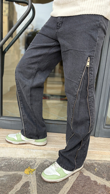Jeans flare zip