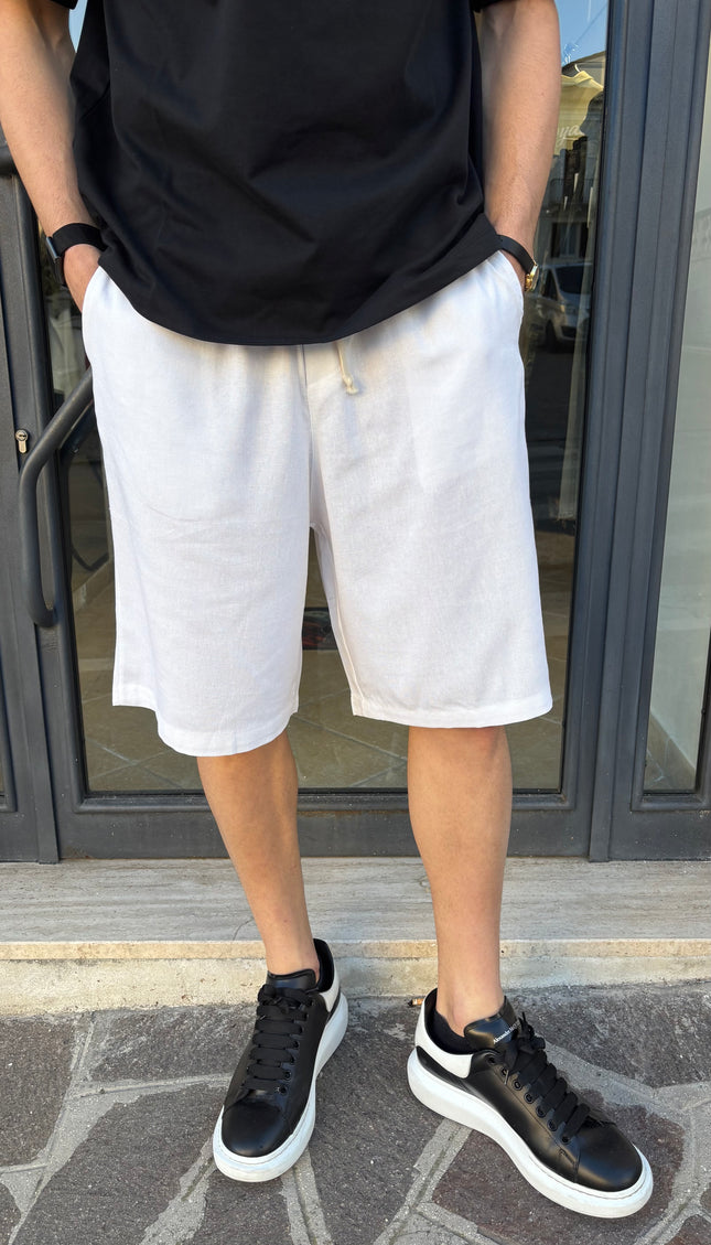 Pantaloncini misto lino bianchi