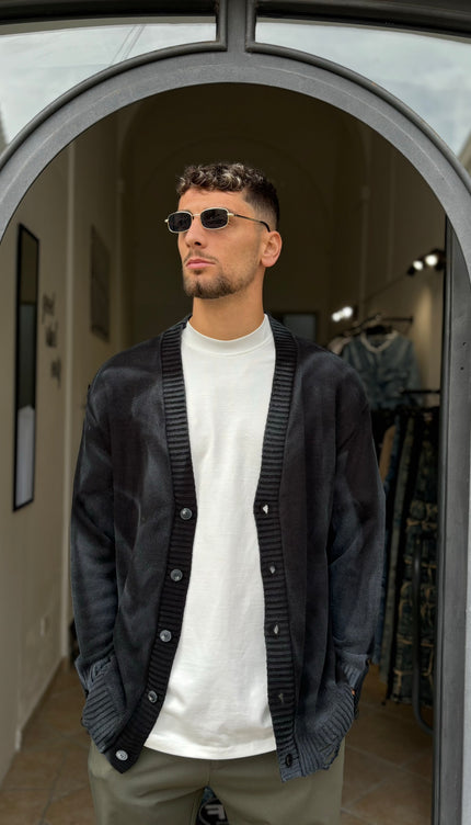 Cardigan slavato nero