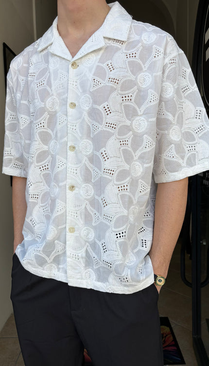 Camicia flowers bianca