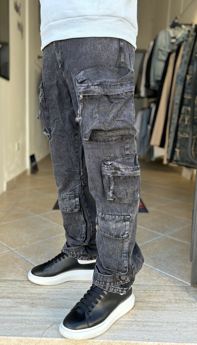 Pantalone jeans nero multitask