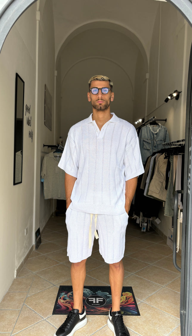 Coordinato corto in filo bianco