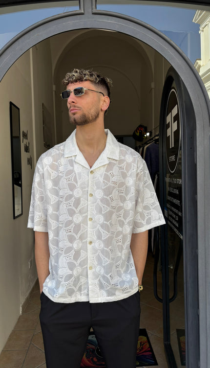 Camicia flowers bianca