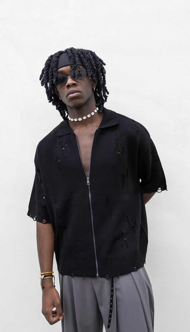 Cardigan rotture nero