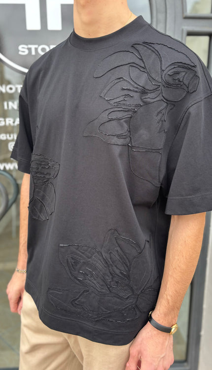 T-shirt flowers nera