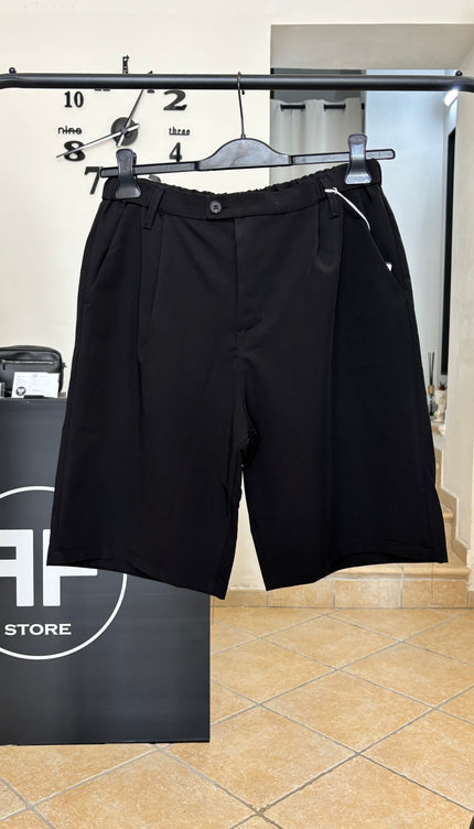 Pantaloni corti neri bottone