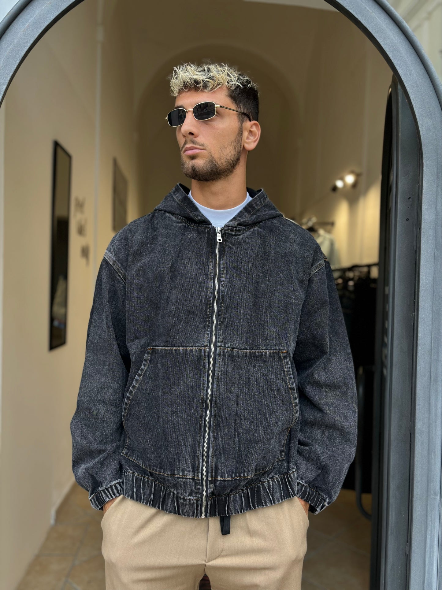 Giacca jeans zip