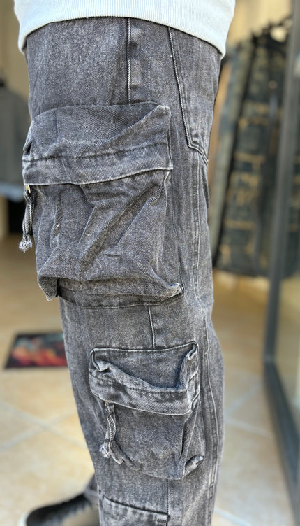 Pantalone jeans nero multitask