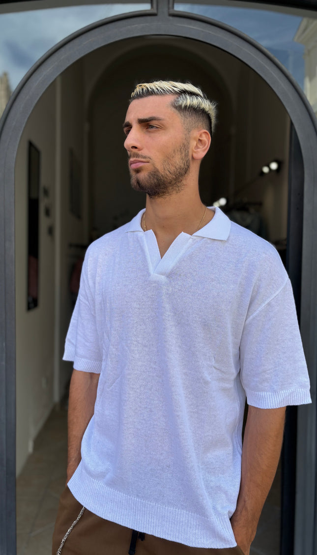 Polo gentleman in filo bianca