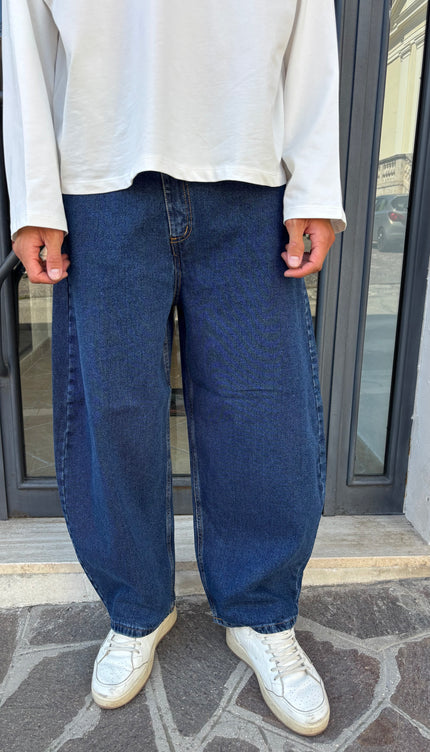 Pantaloni jeans ballon fit blu