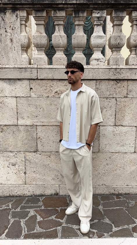 Coordinato misto lino beige