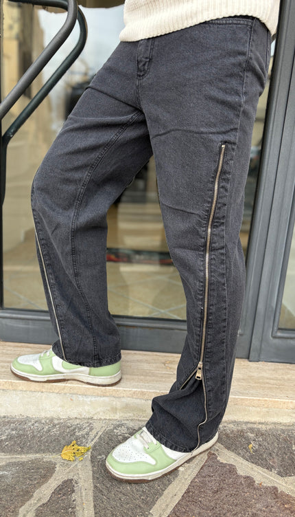 Jeans flare zip