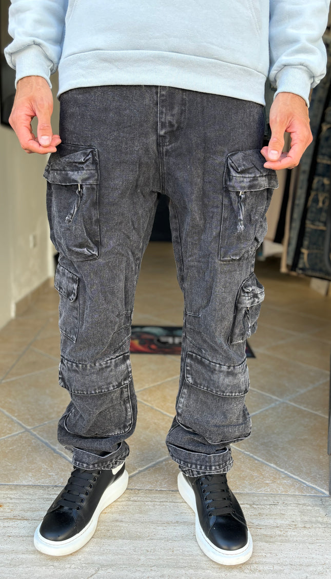 Pantalone jeans nero multitask