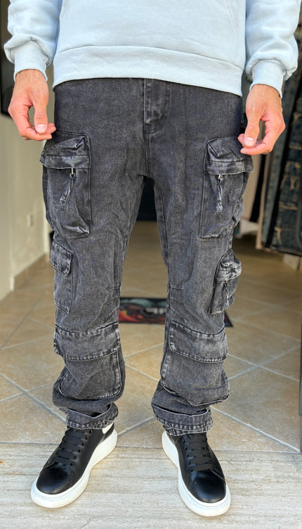 Pantalone jeans nero multitask