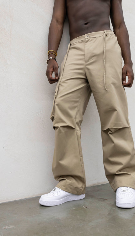 Pantaloni semi cargo beige