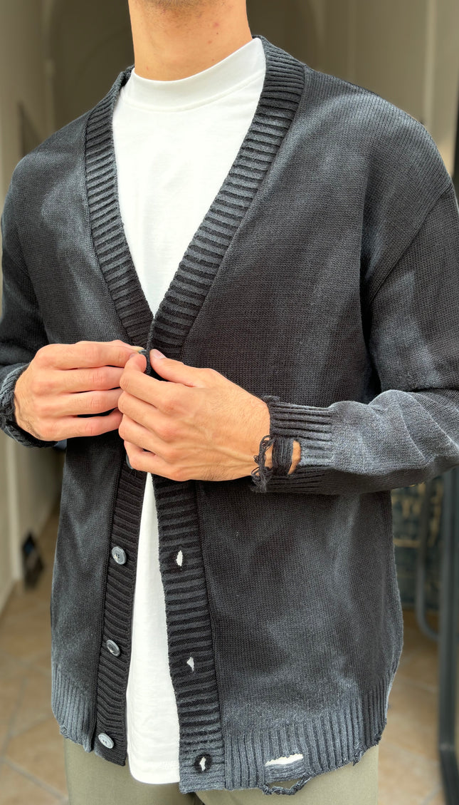 Cardigan slavato nero