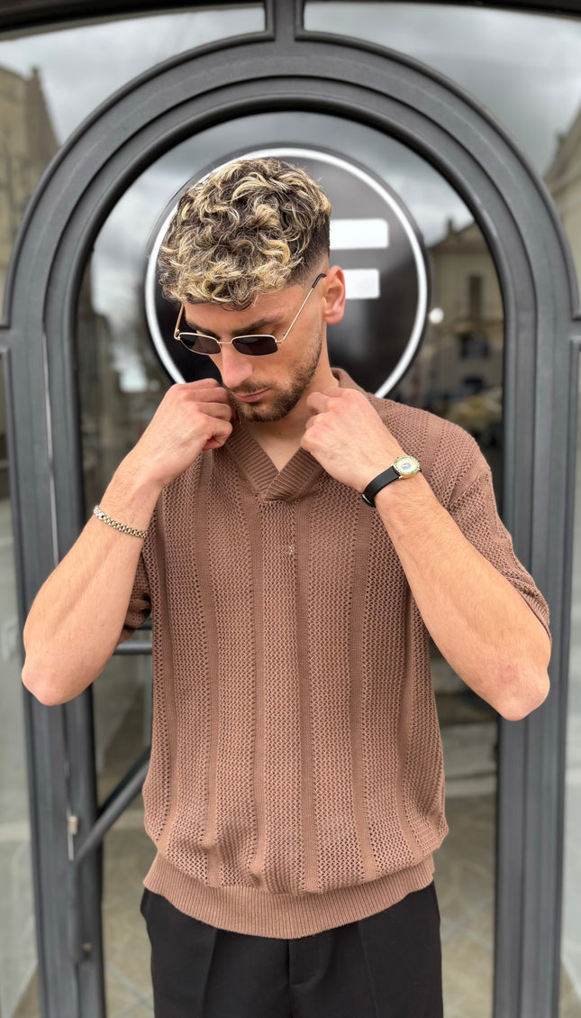 Polo in filo tabacco