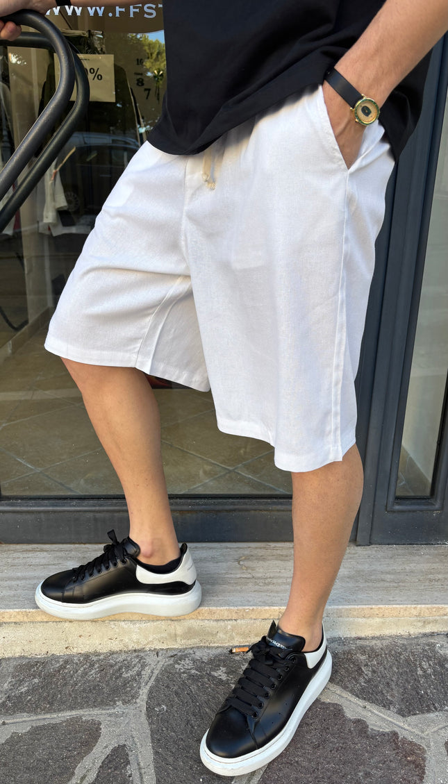 Pantaloncini misto lino bianchi