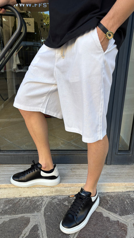 Pantaloncini misto lino bianchi