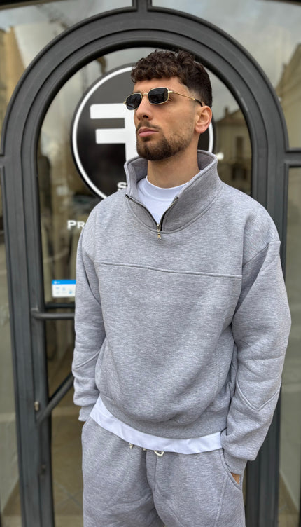 Coordinato tuta grigio zip