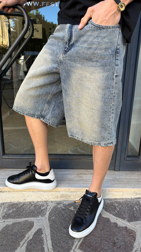 Pantaloncini jeans sabbiato