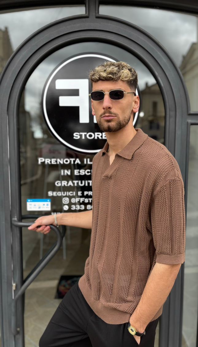 Polo in filo tabacco
