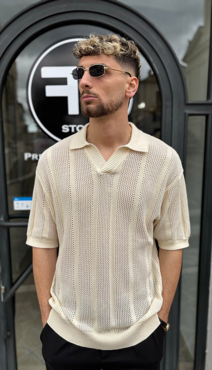 Polo in filo beige