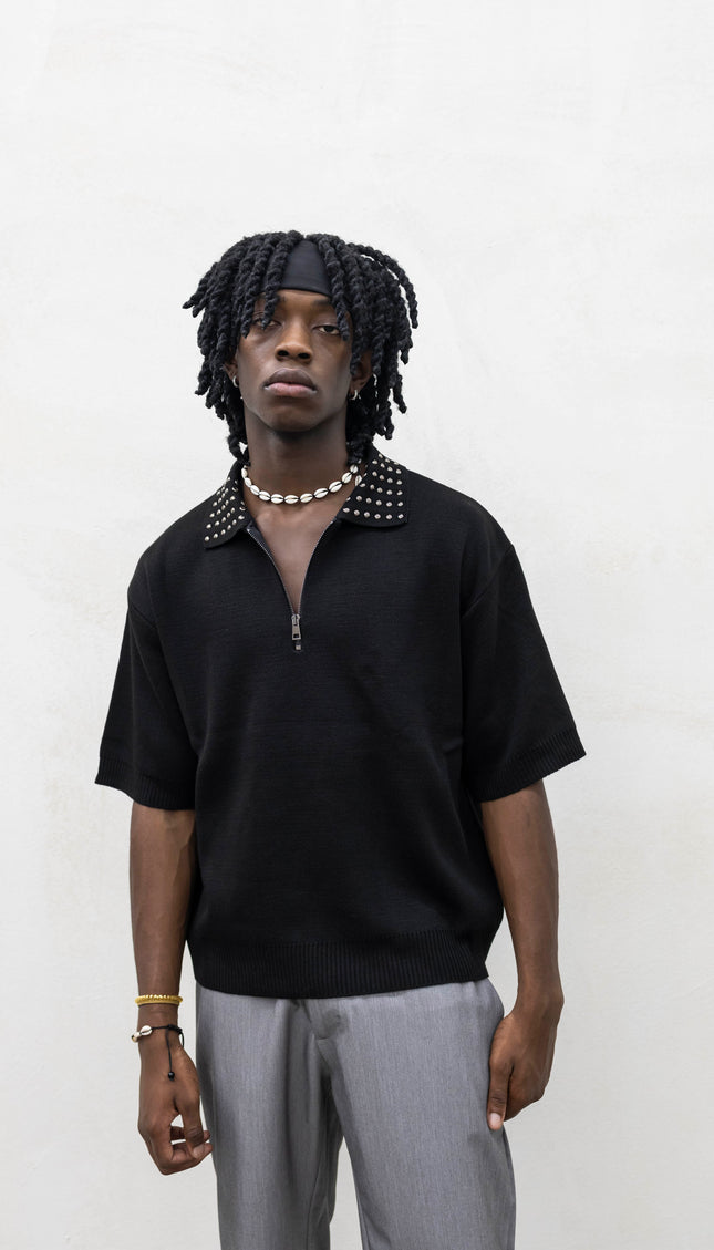 Polo borchie nera