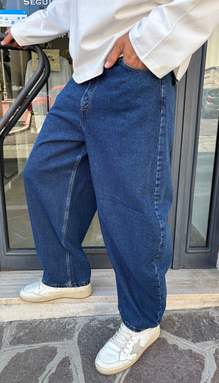 Pantaloni jeans ballon fit blu