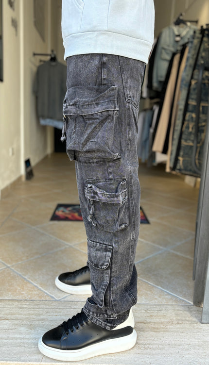 Pantalone jeans nero multitask