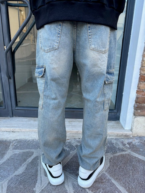 Pantalone jeans tasconi chiaro