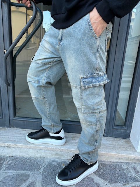 Pantalone jeans tasconi chiaro