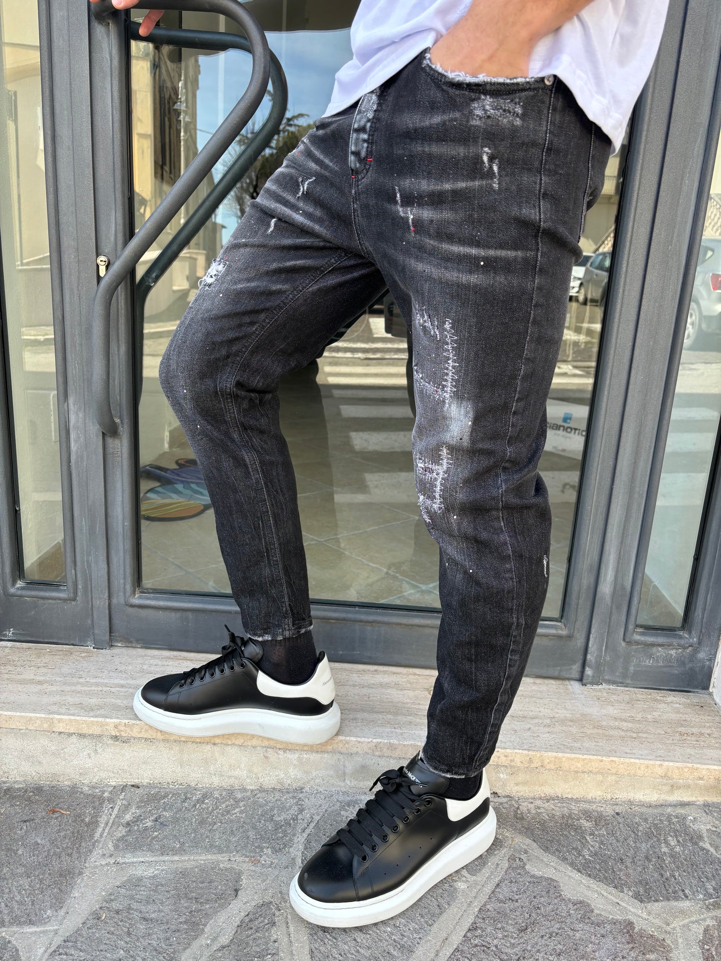 Pantalone jeans nero regular